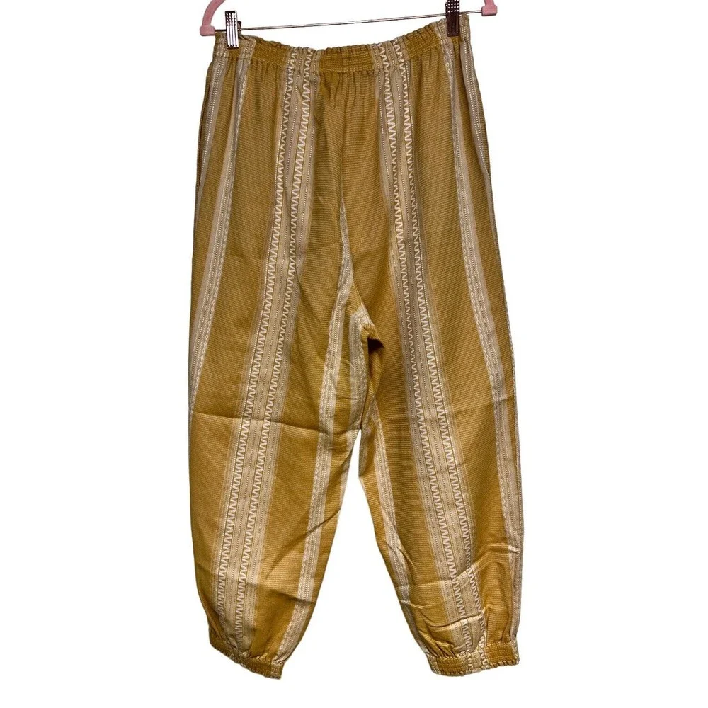 Tory‎ Burch Elastic Waist Casual Pants Orange/Ivory Women’s Size 12